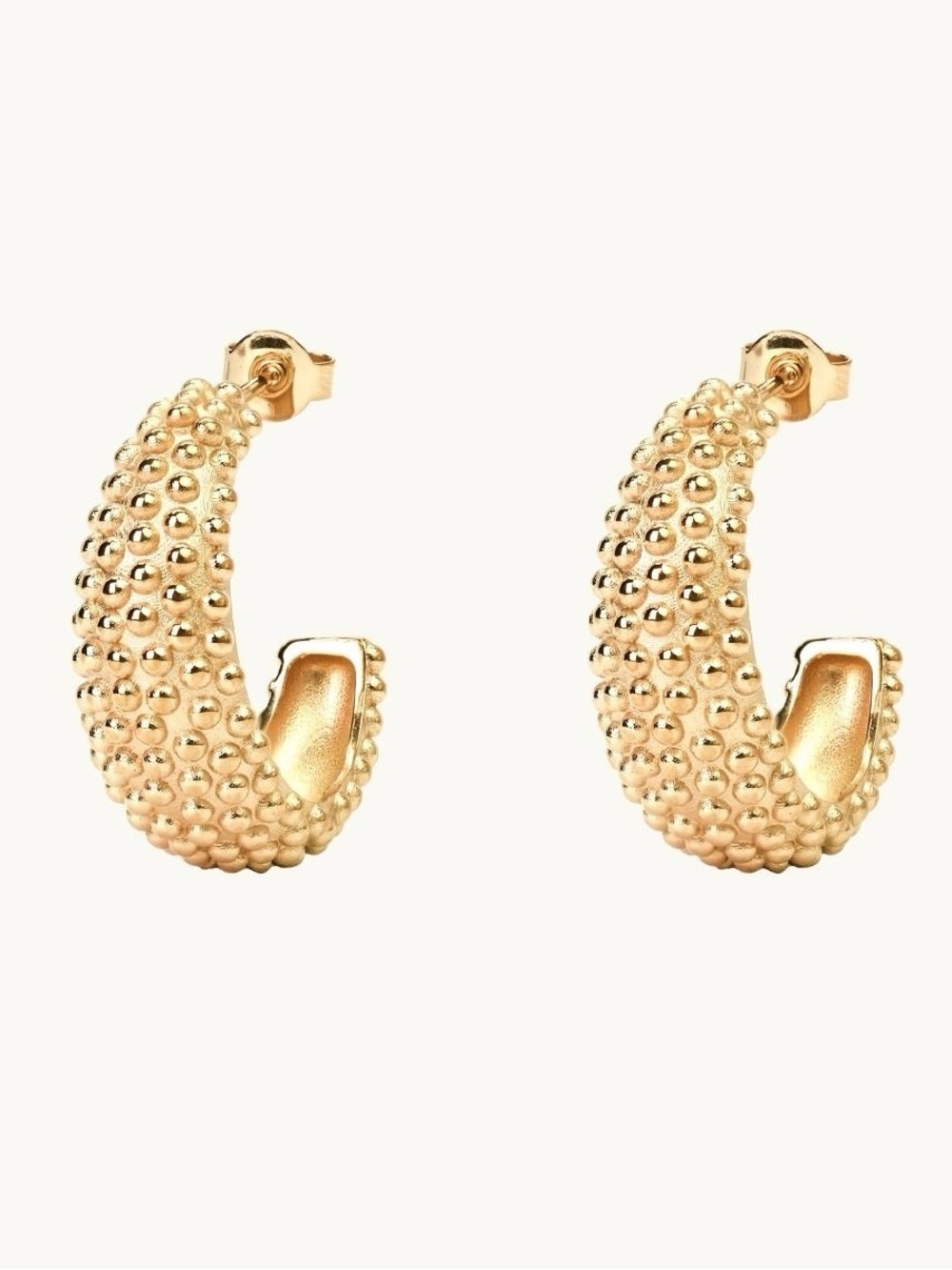 Emma Israelsson Dew Hoop Earrings 18K Gold Plated Textured Statement Hoops